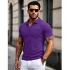 imageMAGCOMSEN Mens Polo Shirts Short Sleeve Cotton Pique Golf Shirts with Pocket Casual Performance Moisture Wicking Polos Purple M