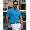 imageMAGCOMSEN Mens Polo Shirts Short Sleeve Cotton Pique Golf Shirts with Pocket Casual Performance Moisture Wicking PolosAzure