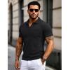 imageMAGCOMSEN Mens Polo Shirts Short Sleeve Cotton Pique Golf Shirts with Pocket Casual Performance Moisture Wicking PolosBlack
