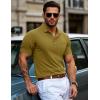 imageMAGCOMSEN Mens Polo Shirts Short Sleeve Cotton Pique Golf Shirts with Pocket Casual Performance Moisture Wicking PolosBrown