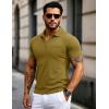 imageMAGCOMSEN Mens Polo Shirts Short Sleeve Cotton Pique Golf Shirts with Pocket Casual Performance Moisture Wicking PolosBrown