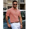 imageMAGCOMSEN Mens Polo Shirts Short Sleeve Cotton Pique Golf Shirts with Pocket Casual Performance Moisture Wicking PolosGray Pink