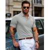 imageMAGCOMSEN Mens Polo Shirts Short Sleeve Cotton Pique Golf Shirts with Pocket Casual Performance Moisture Wicking PolosLite Gray