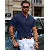 imageMAGCOMSEN Mens Polo Shirts Short Sleeve Cotton Pique Golf Shirts with Pocket Casual Performance Moisture Wicking PolosNavy Blue
