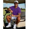 imageMAGCOMSEN Mens Polo Shirts Short Sleeve Cotton Pique Golf Shirts with Pocket Casual Performance Moisture Wicking PolosPurple
