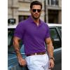 imageMAGCOMSEN Mens Polo Shirts Short Sleeve Cotton Pique Golf Shirts with Pocket Casual Performance Moisture Wicking PolosPurple
