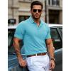 imageMAGCOMSEN Mens Polo Shirts Short Sleeve Cotton Pique Golf Shirts with Pocket Casual Performance Moisture Wicking PolosSky Blue
