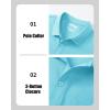 imageMAGCOMSEN Mens Polo Shirts Short Sleeve Cotton Pique Golf Shirts with Pocket Casual Performance Moisture Wicking PolosSky Blue