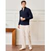 imageMAGCOMSEN Mens Sweaters 14 Zip Knit Waffle Textured Pullover for Fall Winter Warm Soft SweaterNavy