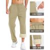 imageMAGCOMSEN Mens Winter Fleece Pants Sherpa Lined Sweatpants with Pockets Drawstring Lounge Running Athletic Warm PantsKhaki