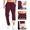 imageMAGCOMSEN Mens Winter Fleece Pants Sherpa Lined Sweatpants with Pockets Drawstring Lounge Running Athletic Warm PantsWine Red