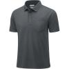 imageMAGCOMSEN Mens Polo Shirts Short Sleeve Cotton Pique Golf Shirts with Pocket Casual Performance Moisture Wicking Polos Dark Grey XL