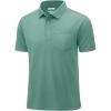 imageMAGCOMSEN Mens Polo Shirts Short Sleeve Cotton Pique Golf Shirts with Pocket Casual Performance Moisture Wicking PolosGray Green
