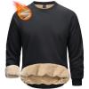 imageMAGCOMSEN Mens Sweatshirts Sherpa Lined Heavyweight Fleece Pullover Warm Crewneck Winter SweatshirtBlack