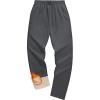 imageMAGCOMSEN Mens Winter Fleece Pants Sherpa Lined Sweatpants with Pockets Drawstring Lounge Running Athletic Warm PantsDark Grey