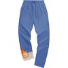 imageMAGCOMSEN Mens Winter Fleece Pants Sherpa Lined Sweatpants with Pockets Drawstring Lounge Running Athletic Warm PantsGrey Blue