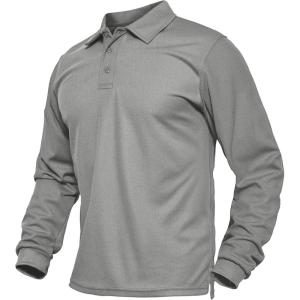 imageMAGCOMSEN Mens Polo Shirts Long Sleeve Collared Moisture Wicking Performance Golf Athletic Casual WorkLightgrey