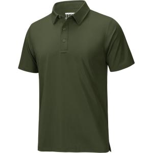imageMAGCOMSEN Mens Polo Shirts Short Sleeve Dry Fit Golf Shirts Moisture Wicking Performance Athletic Casual Collared ShirtArmy Green