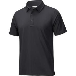 imageMAGCOMSEN Mens Polo Shirts Short Sleeve Dry Fit Golf Shirts Moisture Wicking Performance Athletic Casual Collared ShirtDark Grey