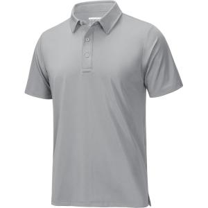 imageMAGCOMSEN Mens Polo Shirts Short Sleeve Dry Fit Golf Shirts Moisture Wicking Performance Athletic Casual Collared ShirtLight Grey