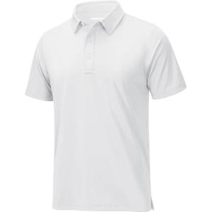imageMAGCOMSEN Mens Polo Shirts Short Sleeve Dry Fit Golf Shirts Moisture Wicking Performance Athletic Casual Collared ShirtWhite