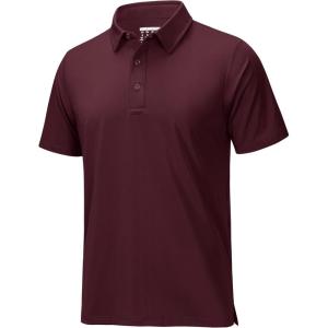 imageMAGCOMSEN Mens Polo Shirts Short Sleeve Dry Fit Golf Shirts Moisture Wicking Performance Athletic Casual Collared ShirtWine Red