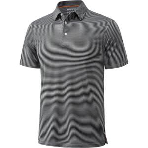 imageMAGCOMSEN Mens Polo Shirts Short Sleeve Striped Golf Polos Dry Fit Casual Collared Shirt Medium Grey L