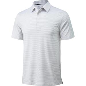 imageMAGCOMSEN Mens Polo Shirts Short Sleeve Striped Golf Polos Dry Fit Casual Collared Shirt White L