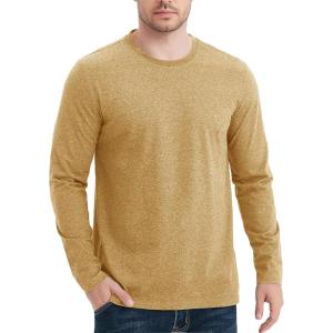 imageMAGCOMSEN Mens Shirt Long Sleeve Crew Neck Shirts Casual Lightweight TShirts Moisture Wicking Work Tee Shirts Earthy Yellow2XL