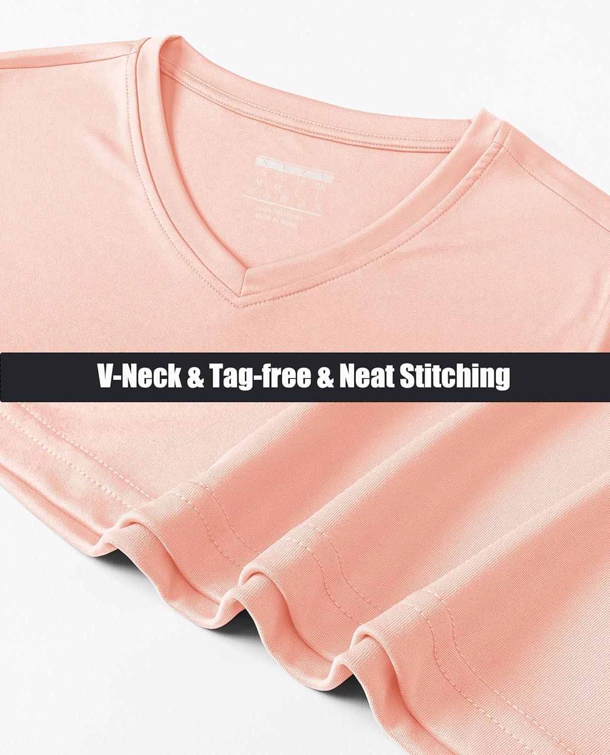 imageMAGCOMSEN SPF Shirts for Women Long Sleeve Workout Tops VNeck UPF 50 UV Sun Shirt Quick Dry Performance Tees Swim TopsApricot