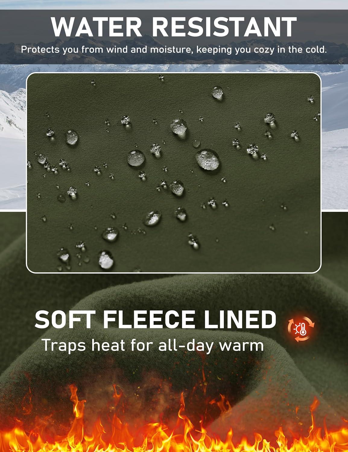 imageMAGCOMSEN Womens Fleece Lined Leggings Flare Pants High Waist Water Resistant Winter Thermal Casual Pants with PocketsArmy Green