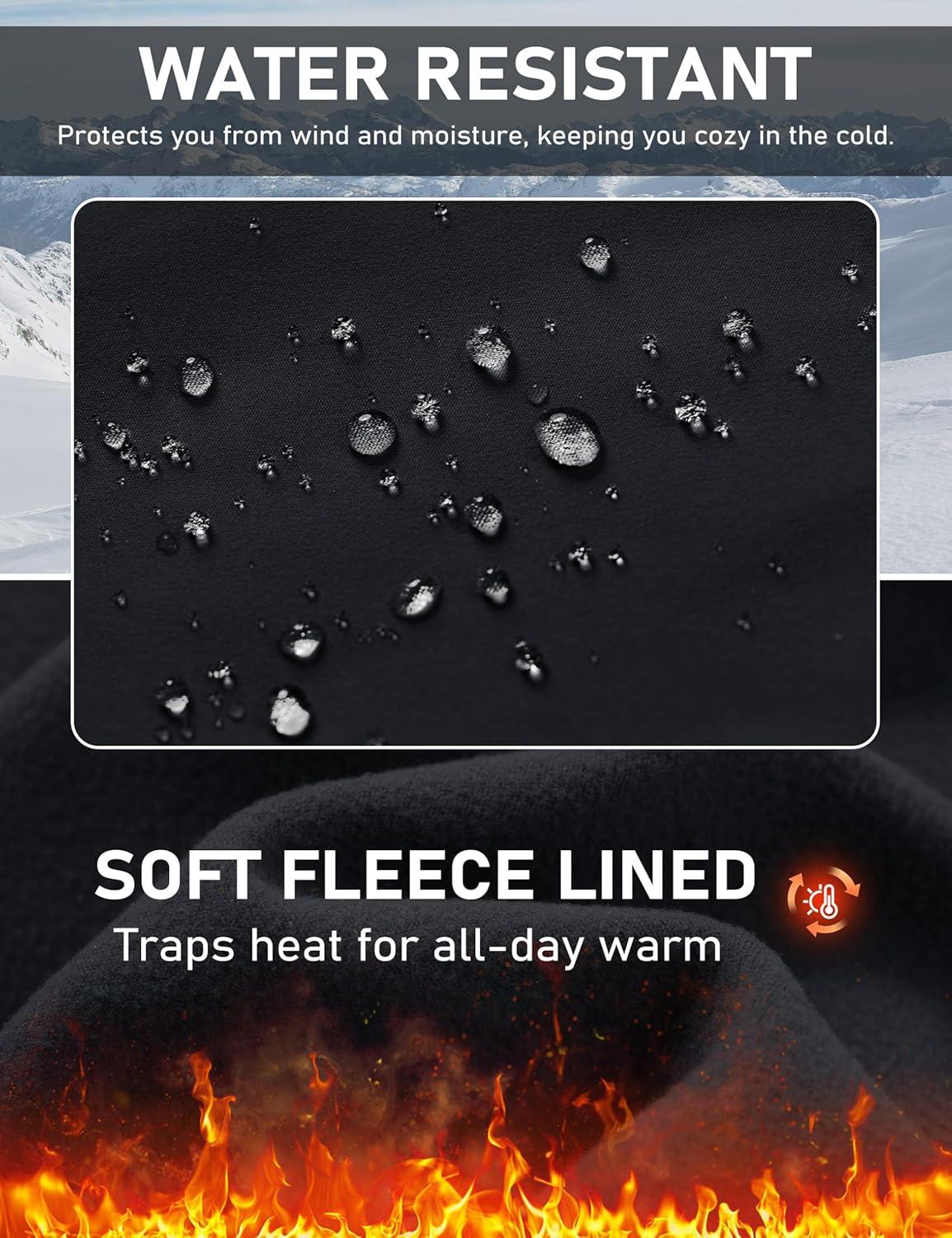 imageMAGCOMSEN Womens Fleece Lined Leggings Flare Pants High Waist Water Resistant Winter Thermal Casual Pants with PocketsBlack