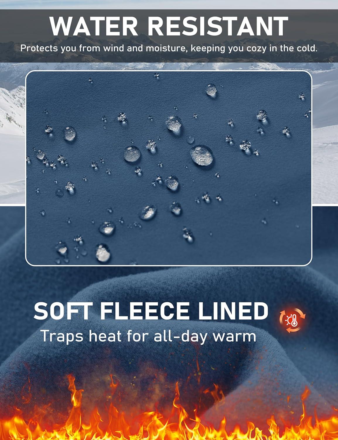 imageMAGCOMSEN Womens Fleece Lined Leggings Flare Pants High Waist Water Resistant Winter Thermal Casual Pants with PocketsBlue Grey