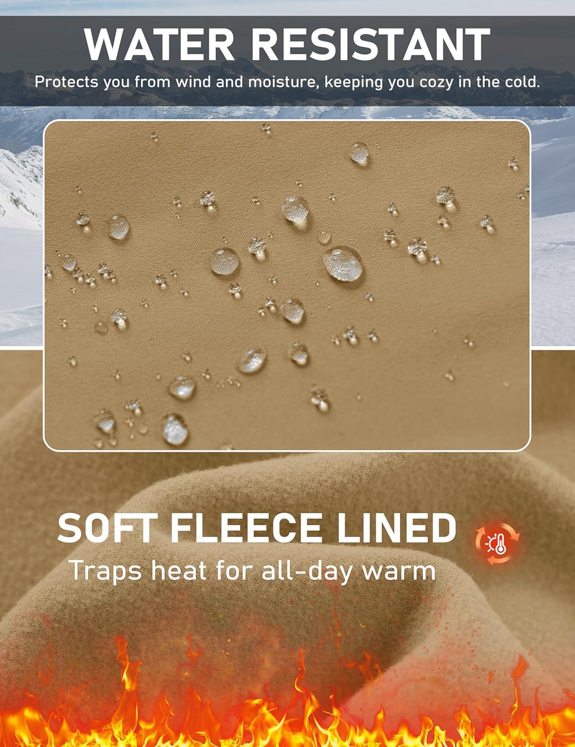 imageMAGCOMSEN Womens Fleece Lined Leggings Flare Pants High Waist Water Resistant Winter Thermal Casual Pants with PocketsKhaki