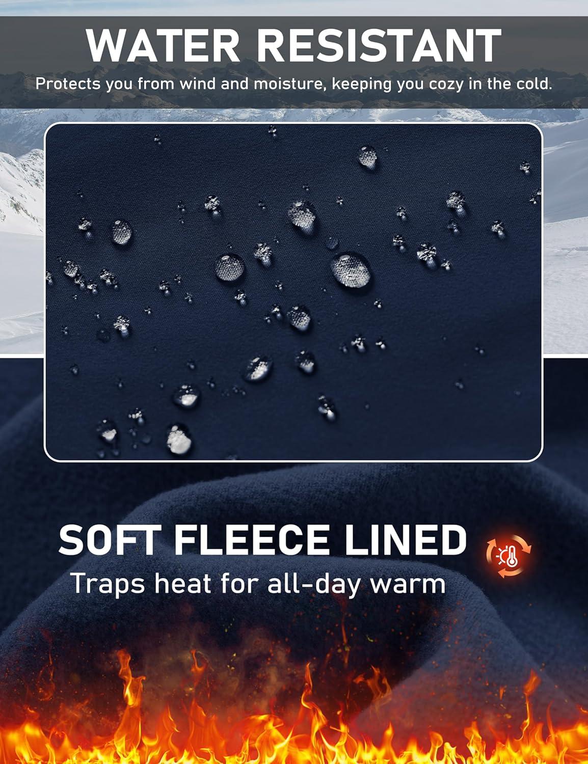 imageMAGCOMSEN Womens Fleece Lined Leggings Flare Pants High Waist Water Resistant Winter Thermal Casual Pants with PocketsNavy