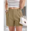 imageMAGCOMSEN Shorts for Women Dressy Casual Summer Pleated Tailored Back Elastic Waist Trouser Shorts with PocketsKhaki