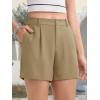 imageMAGCOMSEN Shorts for Women Dressy Casual Summer Pleated Tailored Back Elastic Waist Trouser Shorts with PocketsKhaki