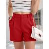 imageMAGCOMSEN Shorts for Women Dressy Casual Summer Pleated Tailored Back Elastic Waist Trouser Shorts with PocketsTomato Red