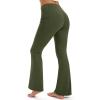 imageMAGCOMSEN Womens Fleece Lined Leggings Flare Pants High Waist Water Resistant Winter Thermal Casual Pants with PocketsArmy Green