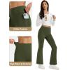 imageMAGCOMSEN Womens Fleece Lined Leggings Flare Pants High Waist Water Resistant Winter Thermal Casual Pants with PocketsArmy Green