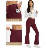 imageMAGCOMSEN Womens Fleece Lined Leggings Flare Pants High Waist Water Resistant Winter Thermal Casual Pants with PocketsBurgundy