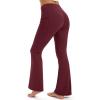 imageMAGCOMSEN Womens Fleece Lined Leggings Flare Pants High Waist Water Resistant Winter Thermal Casual Pants with PocketsBurgundy