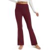 imageMAGCOMSEN Womens Fleece Lined Leggings Flare Pants High Waist Water Resistant Winter Thermal Casual Pants with PocketsBurgundy
