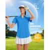 imageMAGCOMSEN Womens Golf Shirts Short Sleeve Polo UPF 50 V Neck Collared Tops Quick Dry Tennis Athletic T ShirtsAzure