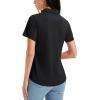 imageMAGCOMSEN Womens Golf Shirts Short Sleeve Polo UPF 50 V Neck Collared Tops Quick Dry Tennis Athletic T ShirtsBlack