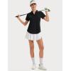 imageMAGCOMSEN Womens Golf Shirts Short Sleeve Polo UPF 50 V Neck Collared Tops Quick Dry Tennis Athletic T ShirtsBlack