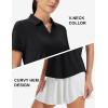 imageMAGCOMSEN Womens Golf Shirts Short Sleeve Polo UPF 50 V Neck Collared Tops Quick Dry Tennis Athletic T ShirtsBlack