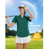 imageMAGCOMSEN Womens Golf Shirts Short Sleeve Polo UPF 50 V Neck Collared Tops Quick Dry Tennis Athletic T ShirtsEmerald Green