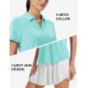 imageMAGCOMSEN Womens Golf Shirts Short Sleeve Polo UPF 50 V Neck Collared Tops Quick Dry Tennis Athletic T ShirtsLight Lake Blue
