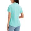 imageMAGCOMSEN Womens Golf Shirts Short Sleeve Polo UPF 50 V Neck Collared Tops Quick Dry Tennis Athletic T ShirtsLight Lake Blue